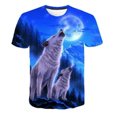 new men's 3D wolf head print men's t-shirt hip hop fashion casual cotton t-shirt tee black white S-6XL