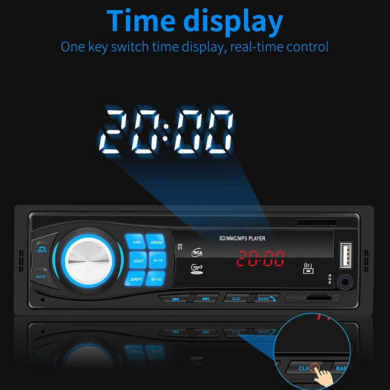Автомагнитола 1 din автомобильный стерео MP3-плеер в тире головное устройство Bluetooth USB AUX FM радио