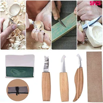 

5 Pcs/Set Woodworking Carving Tools Cutter Wood Gouge Chisels Tool Kit S7 #5