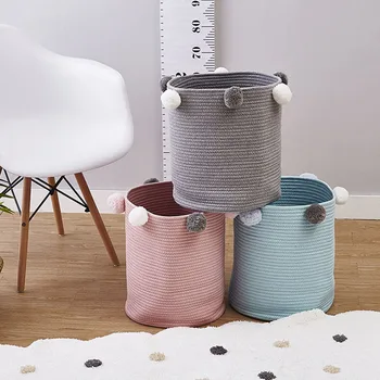 

Cotton Woven Clothes Storage Basket Kid Toys Stockpile Basket for Large Foldable Dirty Clothes Toys and Art Organizer Holder