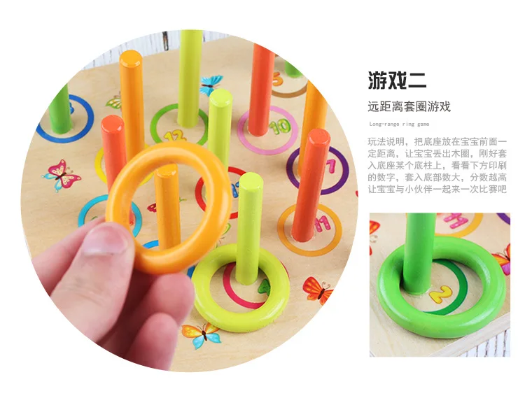 Деревянные Ringtoss радужные круглые стропы Колонка для детей раннего возраста обучающая игрушка для родителей и детей игра деревянные игрушки