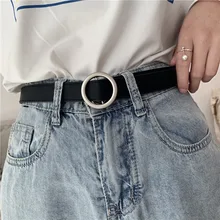 High Quality Leather Belts for Women Simple Versatile Fashion Black Vintage Jeans Belt Unisex Waistband Non Porous Buckle Belt