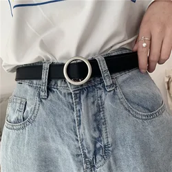 High Quality Leather Belts for Women Simple Versatile Fashion Black Vintage Jeans Belt Unisex Waistband Non Porous Buckle Belt