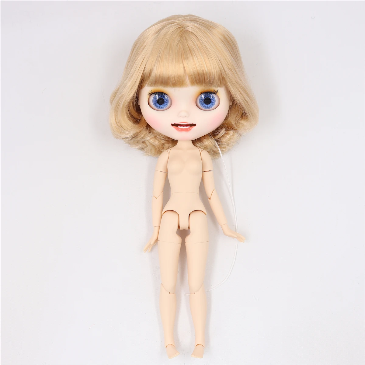 Neo Blythe Doll with Blonde Hair, White Skin, Matte Smiling Face & Custom Jointed Body 1