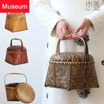 

Bamboo Weaving Cabas Cabas Fruit Basket Basket Yes Cover Teahouse Accept Basket Chinese Style Do Used Bring Cover