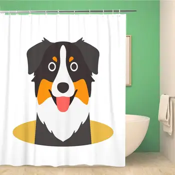 

Bathroom Shower Curtain Animal Australian Shepherd Dog Hole Watching Face Figure Canine 72x78 inches Waterproof Bath Curtain Set