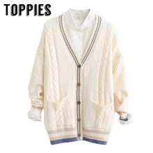 Повседневный Кардиган свитер осенне-зимний вязаный жакет пальто v-образный вырез сращенный Кардиган корейский студенческий свитер