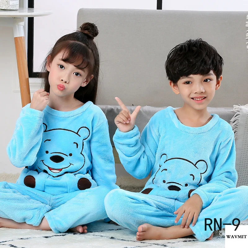 Коллекция года, зимние детские пижамные комплекты теплая фланелевая одежда для сна для девочек детский Пижамный костюм из кораллового флиса с рисунком Милая Пижама для мальчиков