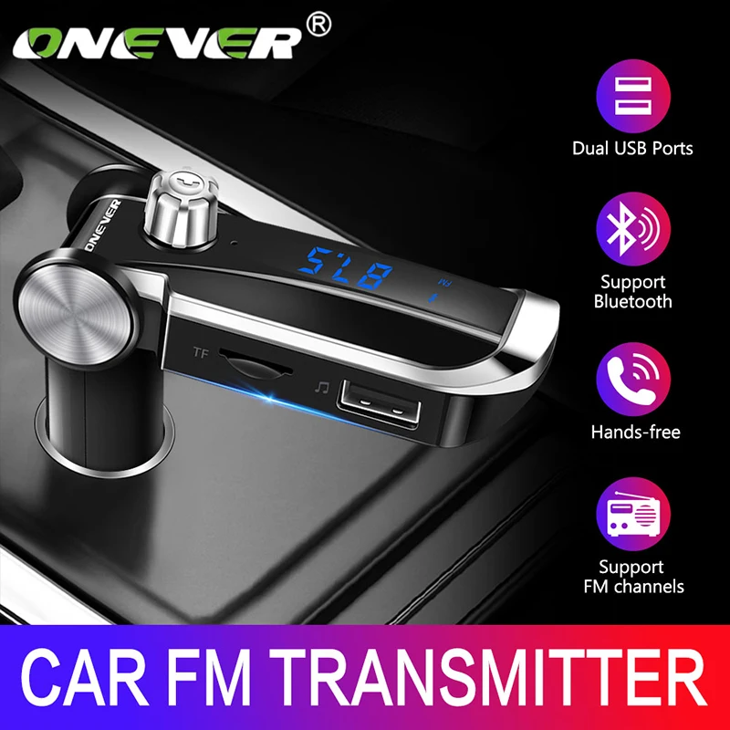 Onever FM передатчик Bluetooth Handsfree автомобильный комплект беспроводной MP3 радио модулятор USB TF Аудио плеер ЖК-дисплей двойной USB зарядное устройство