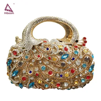 

Hiboom Diamonds evening party bags for women METALLIC BAGS Elliptical totes Phoenix pattern Bone chain bag 2020