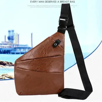 

Hot Mens Chest Bags Shoulder Messenger Bags PU Leather Casual Zipper Soft Male Classic Solid Color Travel Crossbody Bag Pouch Pa