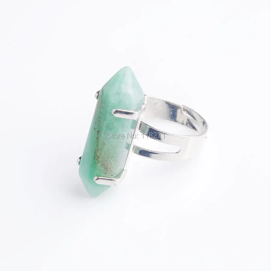 

WOJIAER Natural Aventurine Gem Stones Healing Reiki Chakra Beads Ring Adjustable 1pcs PX3019