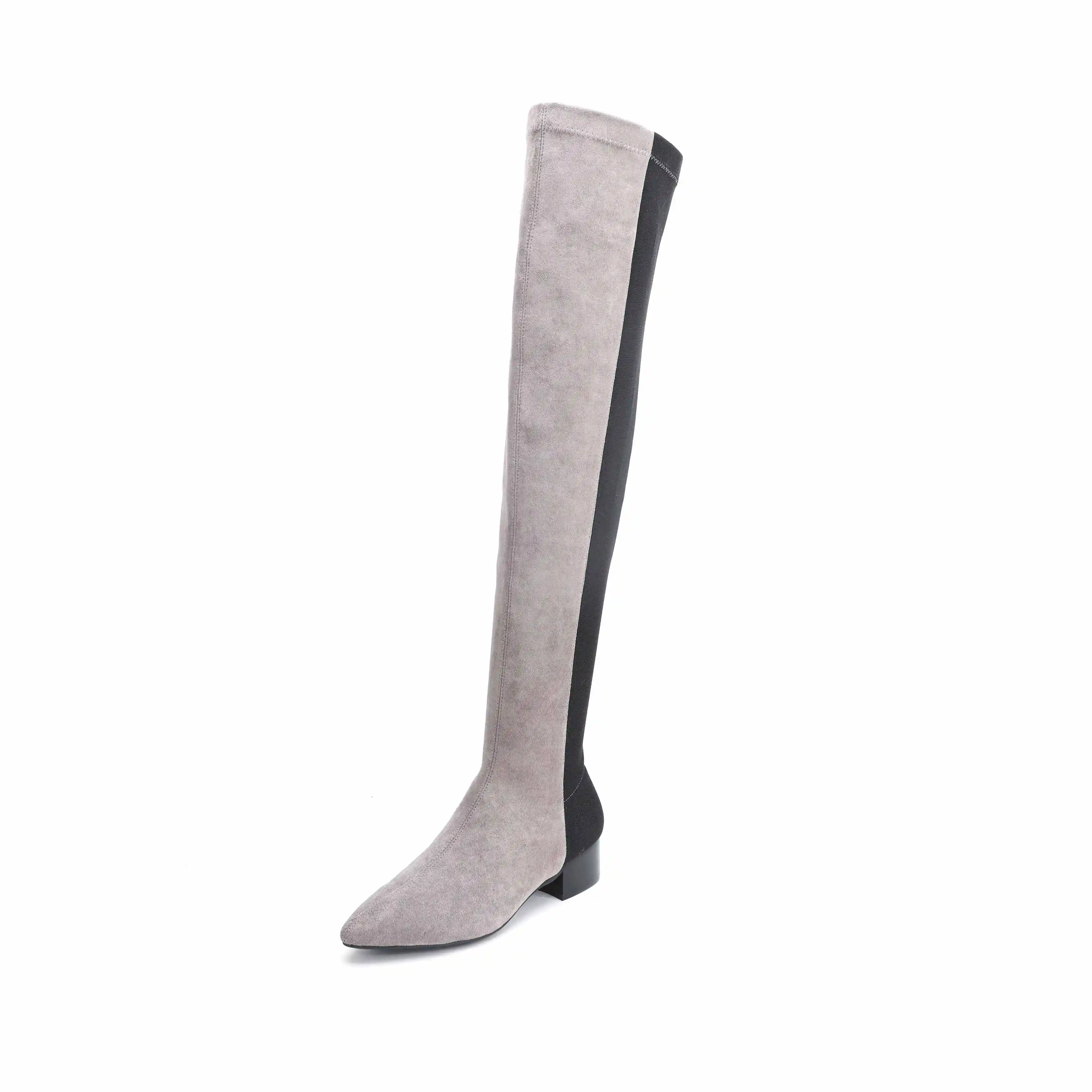 New winter high heel shoes women riding boots mixed colors stretch flock boots keep warm women thigh high boots botas mujer