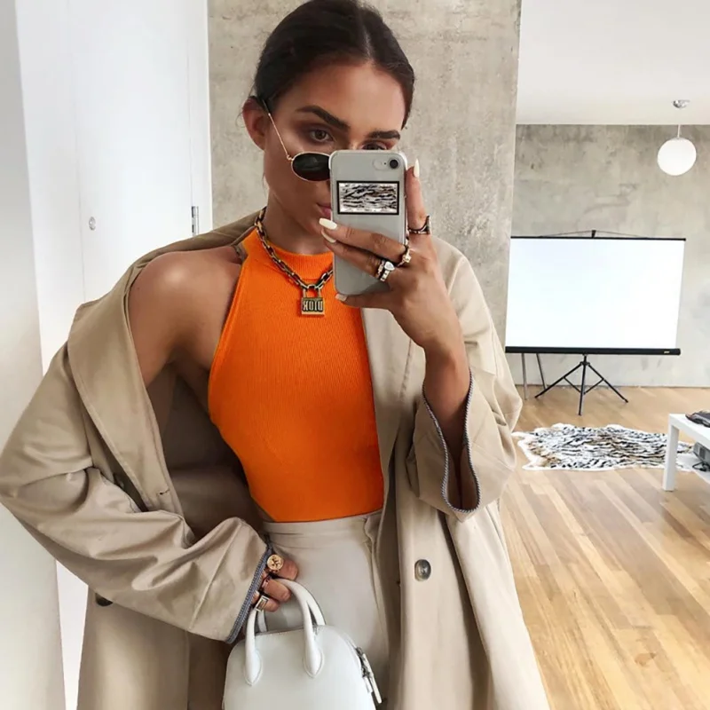 2019  New Fashion Halter Jumpsuit Women Sleeveless Shirt Jumpsuit Bodysuit Pants Stretch Leotard Top Blouse T Shirt