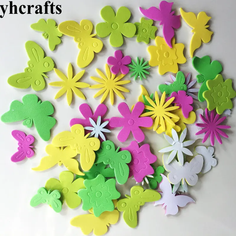 80PCS butterfly 2 мешка(48-480 шт)/партия. Форма пены. Неправильные геометрические фигуры наклейки, поролоновые головоломки. Наклейки на стены Diy ремесла ранние образовательные игрушки - Цвет: 80PCS butterfly