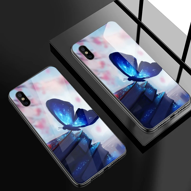 Для iPhone 5S, se, 6, 6 S, 7, 8 Plus XR XS MAX заднее закаленное Стекло чехол для Meizu M5 M6 M8 M9 Примечание 16th Plus TPU противоударный жесткий чехол - Цвет: W315
