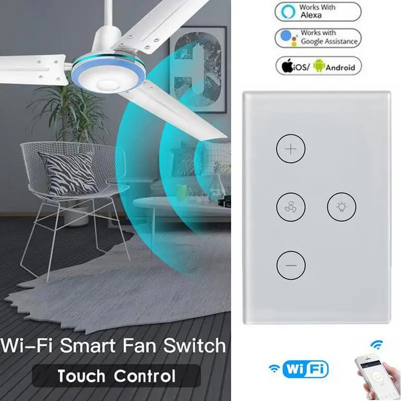 

Teekar WiFi Smart Ceiling Fan Light Switch US Standard Smart Life APP Remote Control Interruptor Work With Alexa Google Home