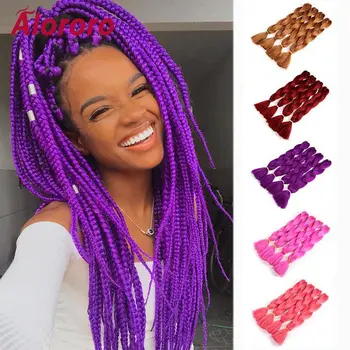 

Alororo 24 Inch Crochet Braid Synthetic Hair Afro Women Jumbo Crochet Braid Hair Pink Pure Color Braiding Hair Extension