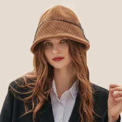 Lady Winter Stylish Net Yarn Basin Hats Women's High Quality Vintage Concise Soft Niche Fashion Warm Hedging Woolen Hat Caps