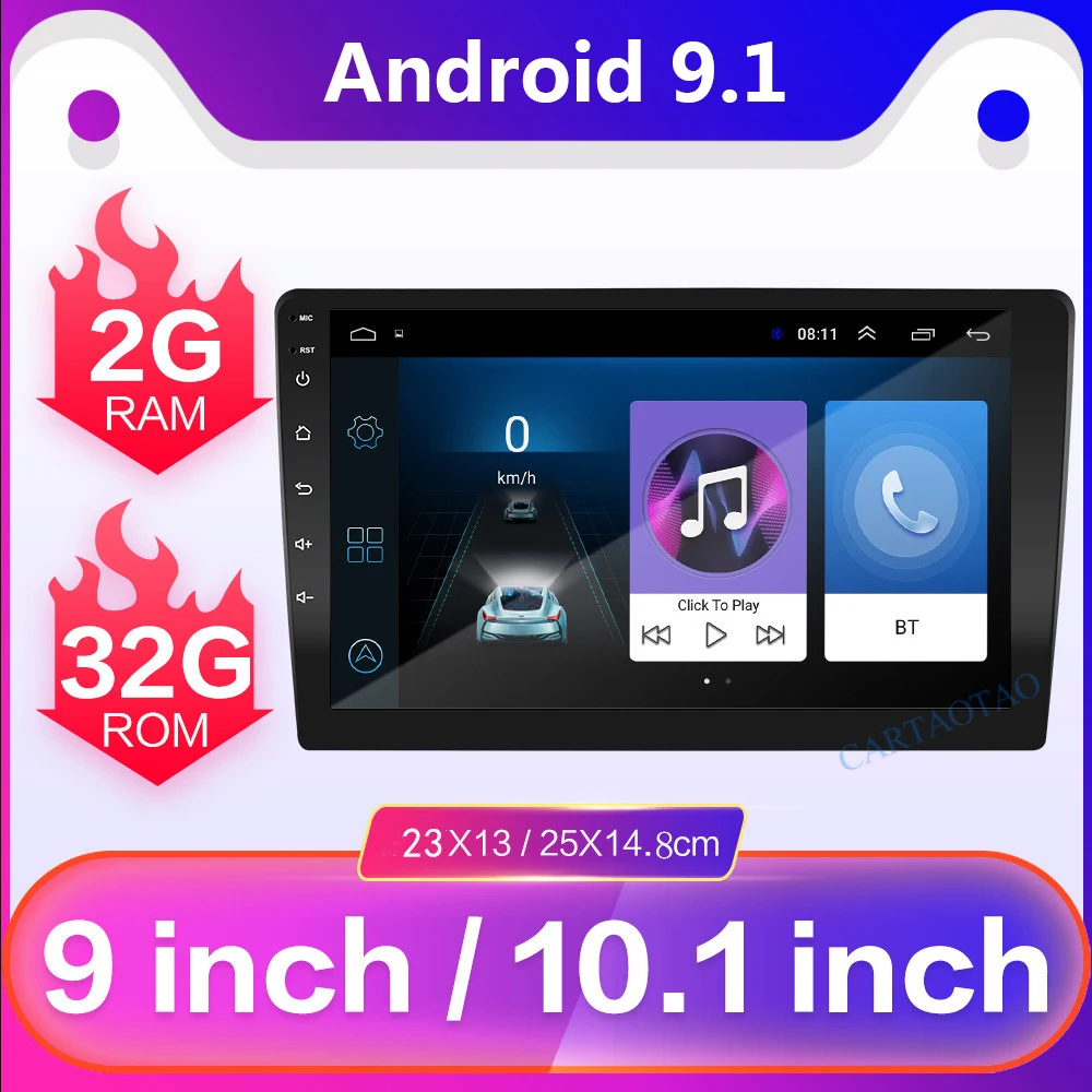 2G+ 3 2G Android 9,1 Автомагнитола " 10,1" Универсальный 2 Din сенсорный экран автомобильный мультимедийный плеер аудио gps MP5 Bluetooth wifi USB