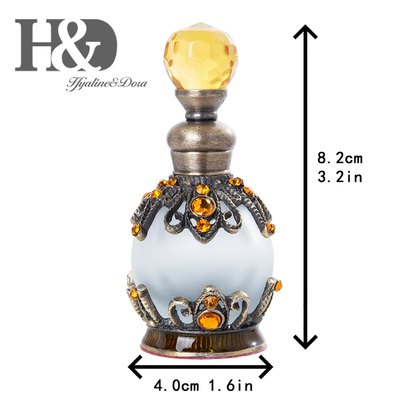 H&D 15 мл винтажный стеклянный многоразовый флакон для духов в арабском стиле, пустая бутылка-капельница для эфирного масла, контейнер для дома, декор для прополка, подарок