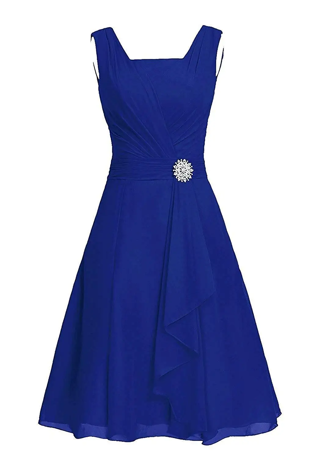 Royal Blue Реальные фотографии короткие трапециевидные шифоновые платья для Бала выпускников для юниоров без рукавов дна до колена плиссированный материал платья для выпускного вечера - Цвет: Royal Blue