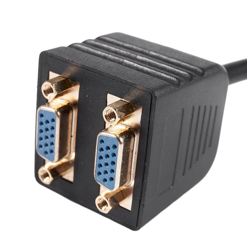 Позолоченный VGA(HD15) мужчин и женщин x 2(1 шт до 2 мониторов) для высокого разрешения видео сплиттер кабель(1920X1440)-черный
