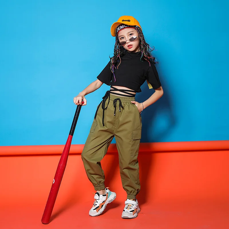 Kids Hip Hop Clothing Clothes Dance Costumes Girls Cropped Sweatshirt Shirt Top Jogger Pants Jazz Ballroom Dancing Street Wear