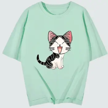 

2020 summer matcha green pure fresh and sweet han edition set of head round collar falls shoulder loose women's T-shirt XP510A