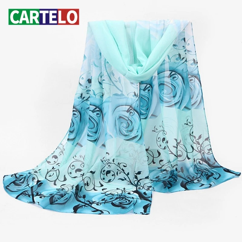 

CARTELO New ladies scarf 2020 autumn and winter new chiffon scarf rose flower scarf multi-color printing long scarf