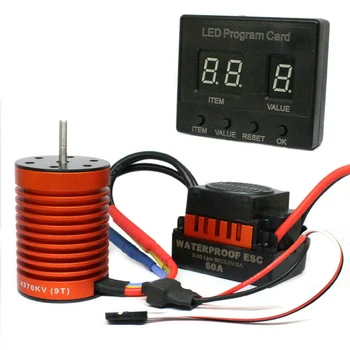 

Motor Set 9T 4370KV 60A ESC Toy Plastic 4 Poles RC Car Durable Accessories Truck Waterproof Card Universal Brushless