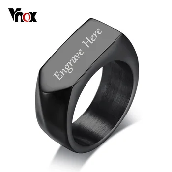 

Vnox 9mm Flat-top Free Engraving Personalized Ring for Men Customized Name Words Stainless Steel Male Jewelry Gold Color