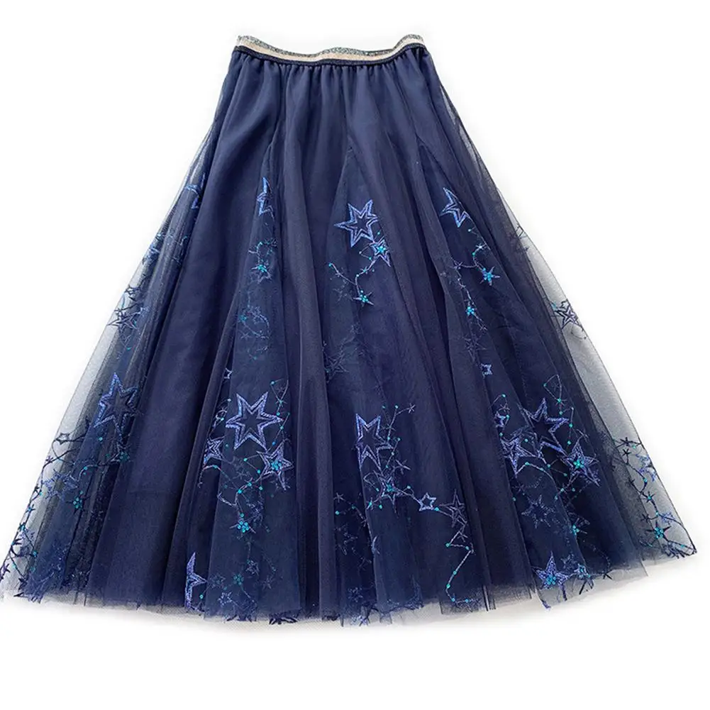 Yfashion/Модная женская Звездная сетчатая юбка с вышивкой и пайетками; пышная юбка-пачка; летние юбки