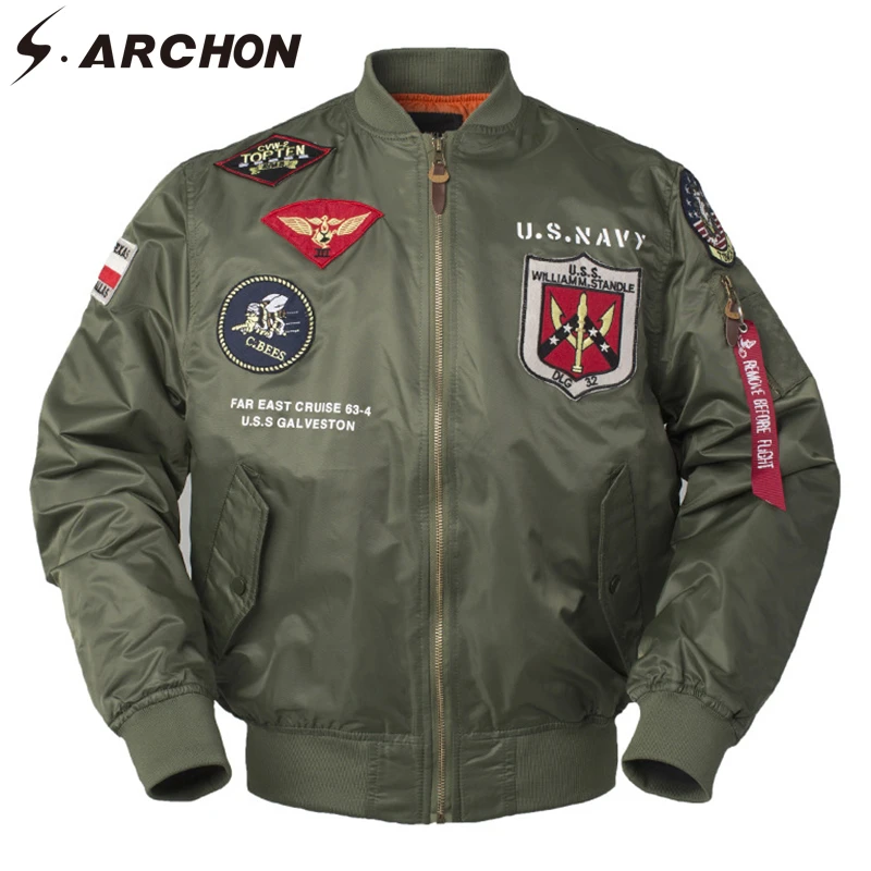 S. ARCHON MA-1 Air Force тактические куртки Для мужчин Военная Униформа бомбардировщик куртка пилота осень-зима полета теплые армейские мотоциклетные байкерские куртки