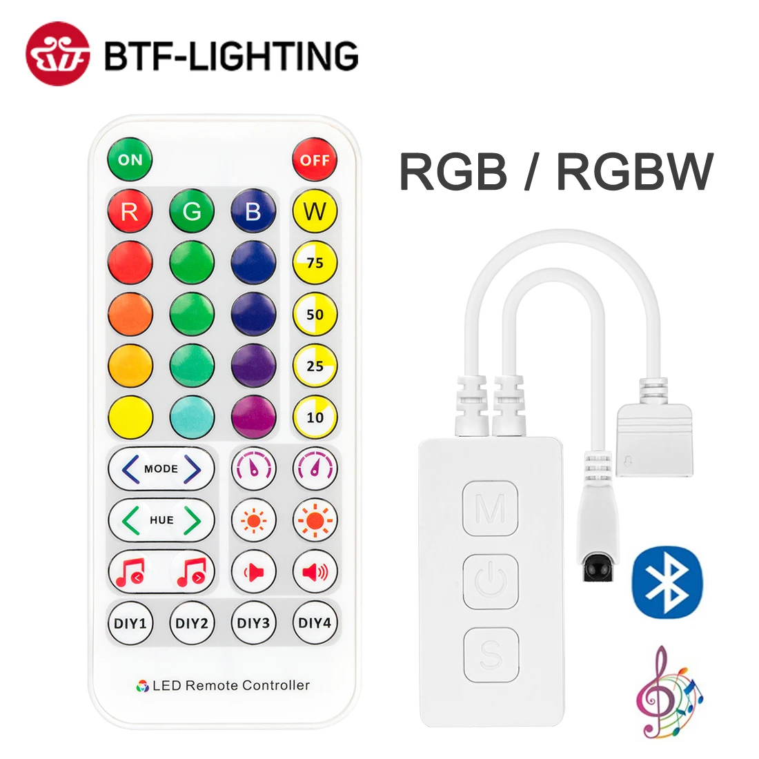 Bluetooth музыкальный светодиодный контроллер RGB RGBW IR 38 клавиш для 2835 5050 RGBCW RGBWW