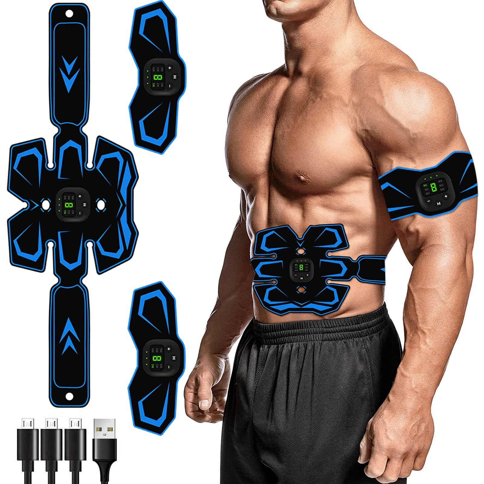 Rechargeable Abdominal Muscle Trainer Fitness EMS Control Smart Body Building 