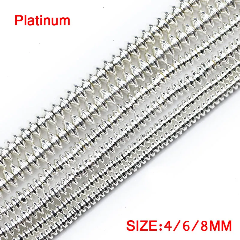 Platinum JHNBY летающая тарелка гематит цвета: золотистый, серебристый Натуральный камень 4/6/8 мм плоские круглые бусины для самостоятельного изготовления ювелирных изделий Браслеты - Цвет: Platinum