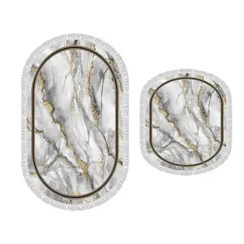 

Oval Fringed 2'li Bath Mat Pad Forest Road