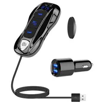 

Handsfree Cigarette lighter Adapter Bluetooth 5.0 Car Kit FM Transmitter Audio Music Receiver USB Quick Charger LED Display