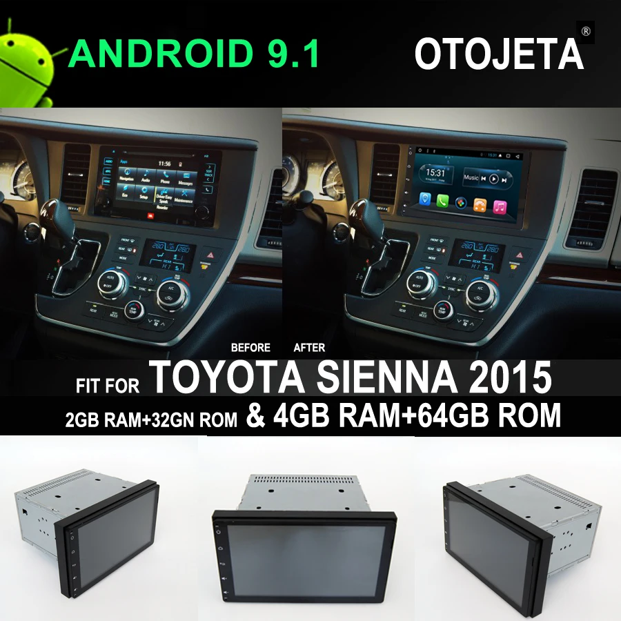 Touch screen 4G lte Octa Core Car Android 9.1 radio for Toyota Sienna car gps multimedia bluetooth stereo tape recorder