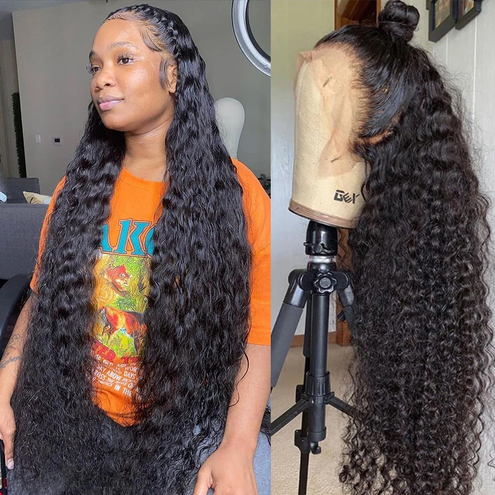 Peluca de cabello humano rizado de 13x4 para mujeres negras, postizo Frontal de onda de encaje con agua, corto brasileño, Bob, prearrancado, 28 y 30 pulgadas