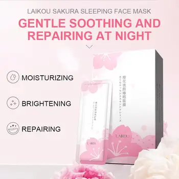 

Sakura Sleeping Mask Hydrating No-Wash Sakura Face Korean Mask Masks Soothing Cream Care Skin Acne Night Moisturizing A1D5