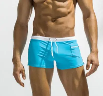 7 цветов плюс размер xxxl молния карман боксеры купальный костюм одежда для плавания купальник с низкой посадкой сексуальные пляжные шорты для плавания плавки 307 - Цвет: lake blue