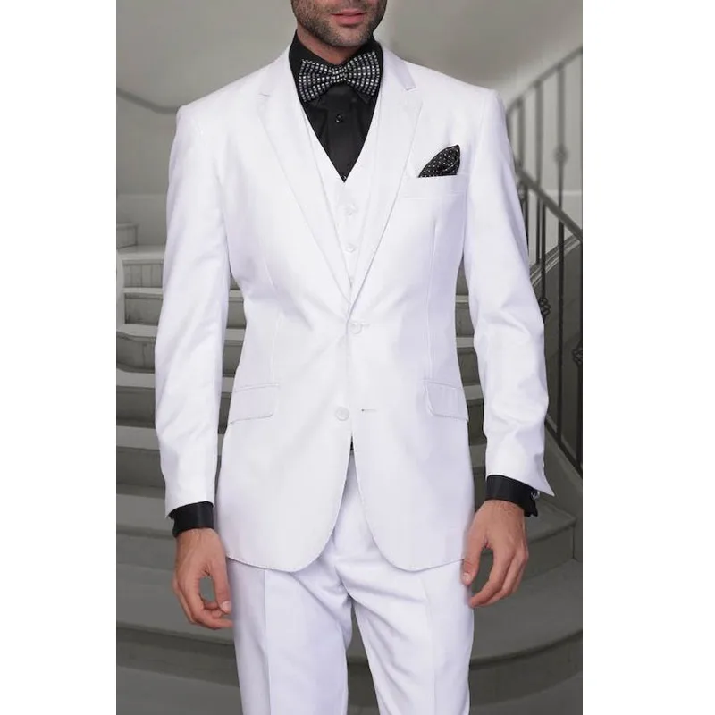 

Custom Made White Mens Wedding Suits Slim Groom Tuxedos Best Man Fromal Party 3 Piece Suits Men Suits (Jacket+Pants+Vest) G523