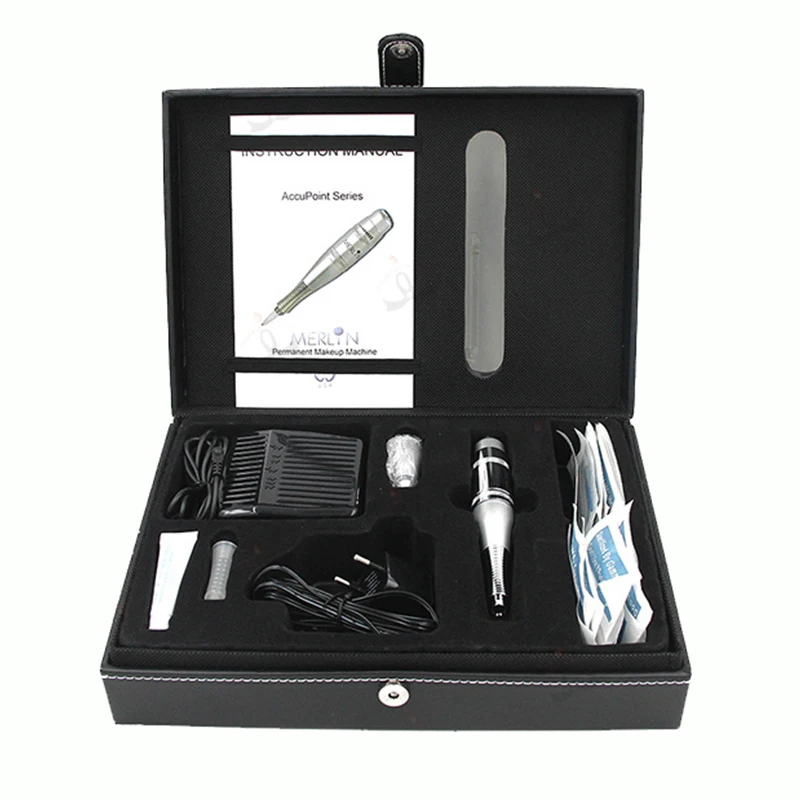 

1 Set Permanent Makeup Tattoo Machine Kit with Foot Pedal Tattoo Gun Needles GOOCHIE Permanent Machine Cosmetic Biotouch Merlin