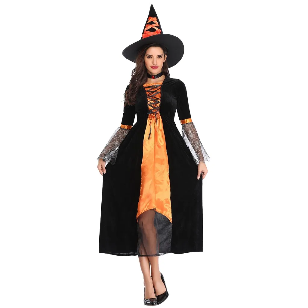 Вечерние костюмы на Хэллоуин для взрослых женщин, фантазия, сексуальный костюм малефисенты, ведьма, маскарадный костюм+ шляпа disfraz preso FC