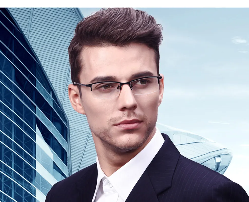 

New Flat Light Men's Ultralight Business Pure Titanium Half Frame Glasses Frame Can Be Customized Myopia Reading Glasses