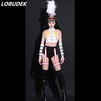 

Jazz Costume Women Set Sexy Modern Dance Drummer Dance Troupe Chinese Style DS Performance Clothing Singer Nightclub Bar Costume