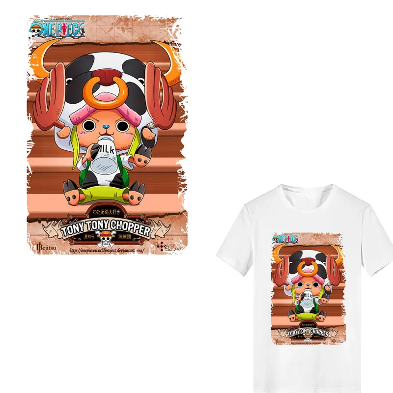 

Hot Anime One Piece Patch Iron-on Transfers for Clothing Applique Heat Transfer Vinyl Ironing Thermo Stickers Stripes on Clothes