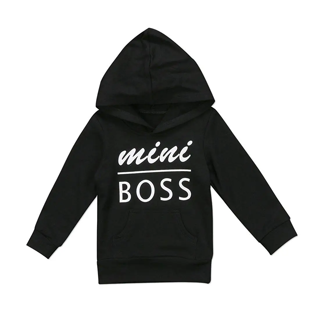 2Mini Boss Pudcoco Мода новорожденных, малышей и детей младшего возраста состоящий из для маленьких мальчиков и девочек, топы с капюшоном, мини-платье с надписью Boss толстовка с капюшоном на открытом воздухе От 0 до 5 лет 2 Стиль; сезон осень - Цвет: 2Mini Boss